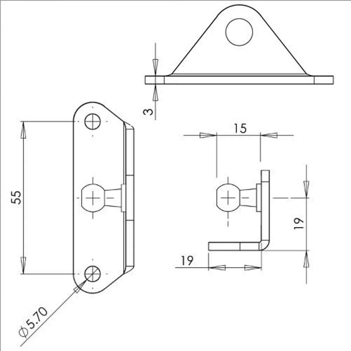NitroLift Stainless Steel 90 Degree 13mm Inside Ball Stud Bracket